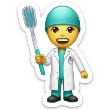 Ent surgeon holding metal tongue depressor instrument  sticker