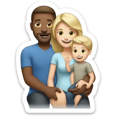 happy family brown hair dad with blonde mom and blonde baby boy sticker