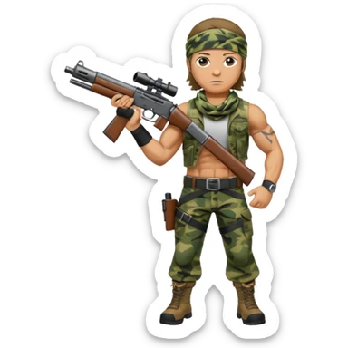 Rambo shooting, full body sticker