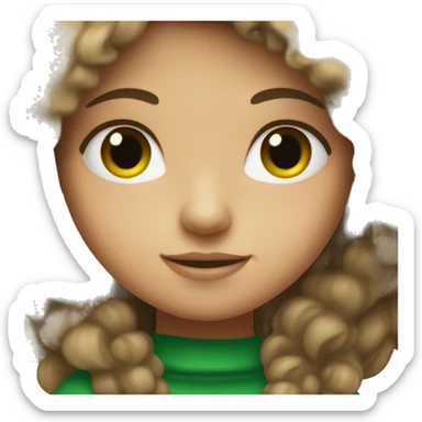 Brown hair girl with green eyes sticker