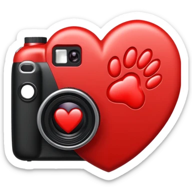 heart with a paw print and a camera sticker