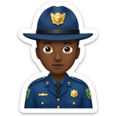 hazme un policia de fronteras con gorro azul oscuro pero sin porra sticker