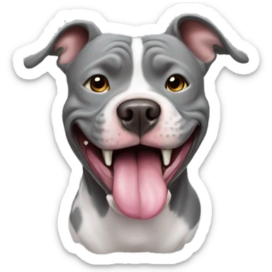 Grey Pitbull tongue out  sticker
