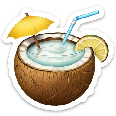 hawaii coconut drink with lemon sticker