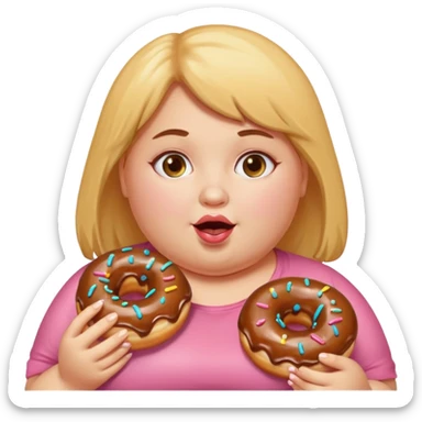 fat girl eating donuts sticker