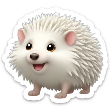 Cute white hedgehog sticker
