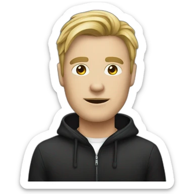 a white hacker using a computer to hack someone wearing black clothes sticker