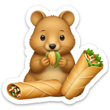 quokka eating spring roll sticker