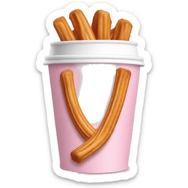 Baby Pink paper Cup with straight churros inside  sticker