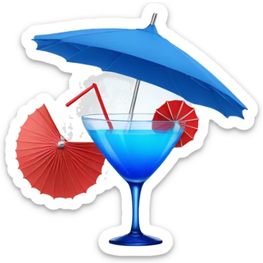 Blue Cocktail with a red parasol on top sticker