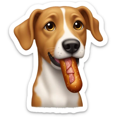 Perrito salchicha loco con un pollito en la cabeza sticker