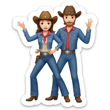 brown hair cowboy couple dancing boogie sticker