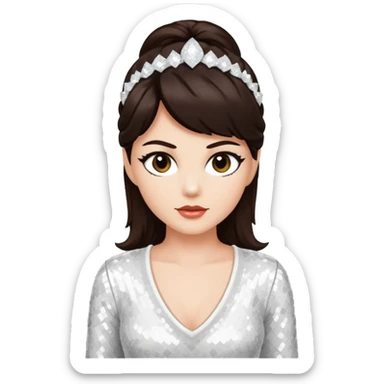 Earth Kitt with dark brown hair, white sequin outfit sticker