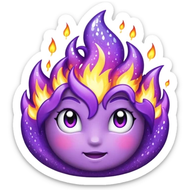 glitter purple fire sticker