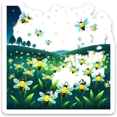 Fireflies scenery sticker