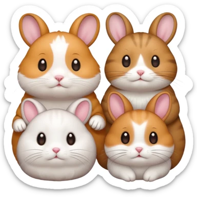 A hamster had three friends, the cat and rabbit they are from Chiikawa sticker