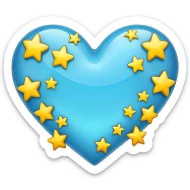 Lake Blue Heart with yellow stars inside it sticker
