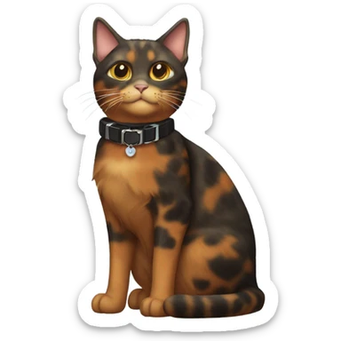 tortoiseshell cat with cat collar full body from half side perspective sticker