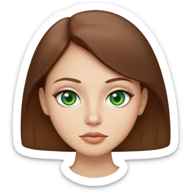 Me with brown hair green eyes and thin top lip and big bottom lip sticker