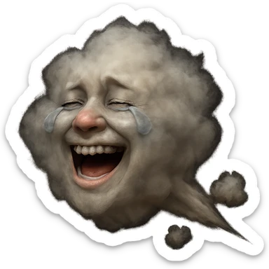 Make this stylized fart puff look more realistic with natural gas texture, subtle color gradients, and a believable laughing face. Keep no background. sticker