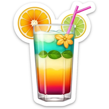 colorful aesthetic drink with flower decor sticker
