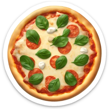 Pizza with mozzarella circles and spinach sticker
