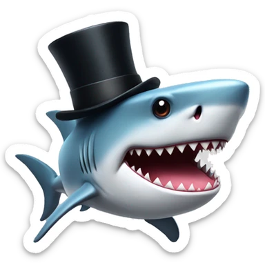 Shark with a top hat sticker