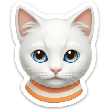 White cat, with blue eyes, peach ears, and an orange and white striped tail  sticker