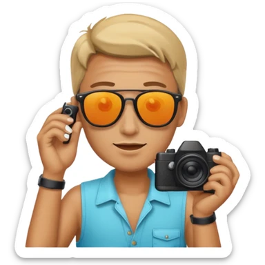fotographer with summer clothes and sun glasses sticker