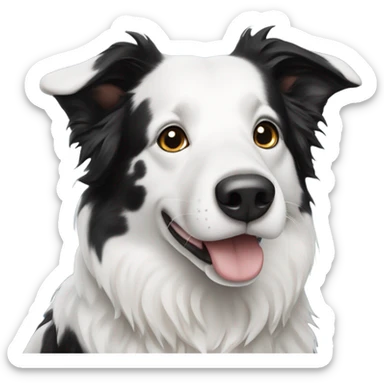 Border collie that is mostly white with black spots sticker