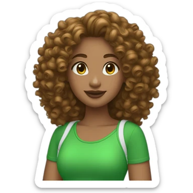 curly girl in AirPods Pro Max green sticker