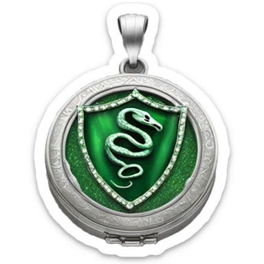 The Slytherin locket is a heavy, ornate piece of jewelry made of silver, with a large green "S" on its front. It is enchanted to contain a fragment of Voldemort's soul, making it a Horcrux, and it possesses the ability to bring out negative emotions in sticker
