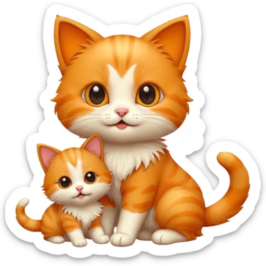 Cute cat playing with puppy sticker