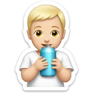 White Baby holding can  sticker