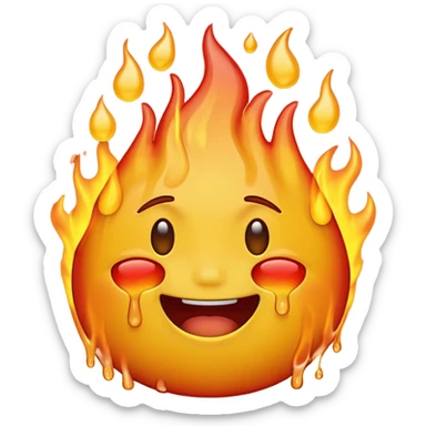 Generate an emoji that is on fire, laughing, crying, and melting at the same time. sticker