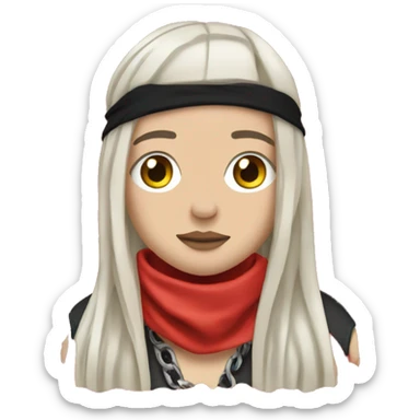 Billie Eilish wearing a red bandana. sticker