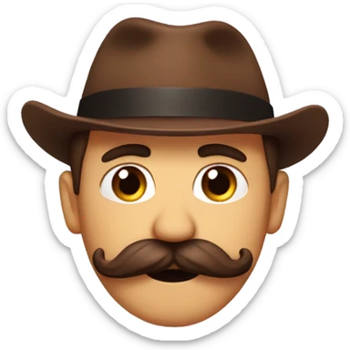 brown mustache twisted at the end sticker