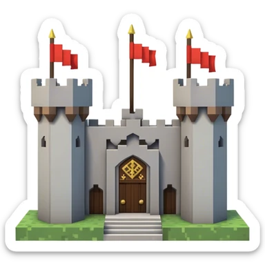 castle with 2 pillars with 2 flags minecraft sticker