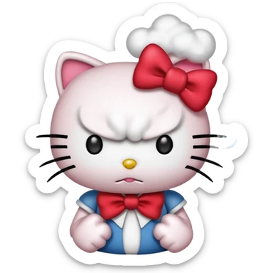 hello kitty with steam coming from ears, angry sticker