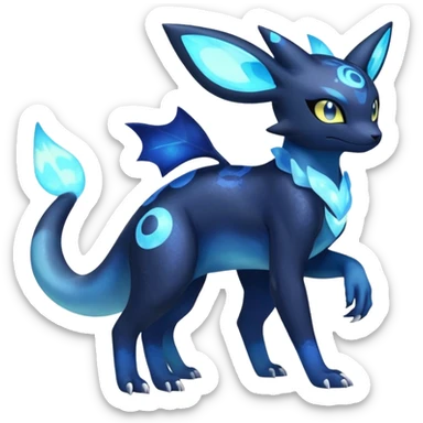 Nebulae Salandit-Meowstic-Umbreon-Fakémon-hybrid-creature (full body)  sticker