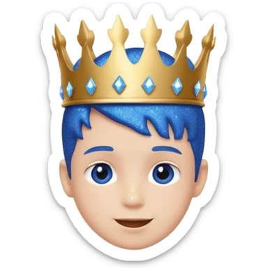 blue Boy happy glitter blue crown sticker