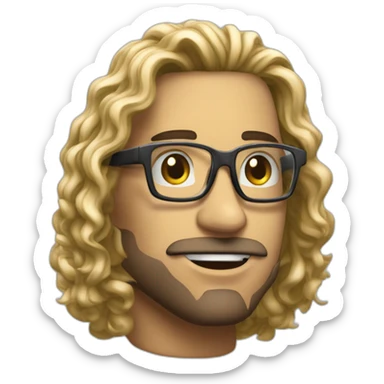 hombre negro pelo largo rizado mechas rubia gafas metalicas sticker