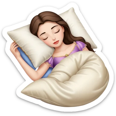 sleeping beauty brunette white girl with a silk pillow sticker