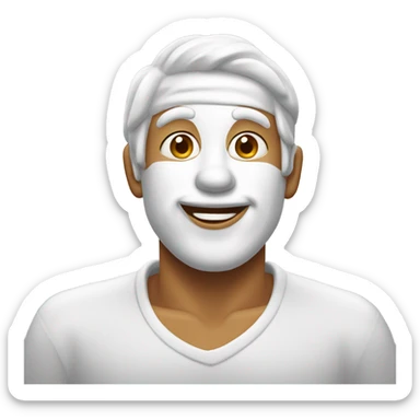 man with white cake icing all over his face sticker