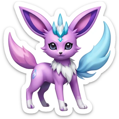 Futuristic Fluffy Celestial Glaceon-Espeon-Sylveon-Umbreon-hybrid, full bod sticker