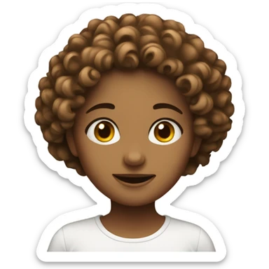 Curly head girl brown  sticker
