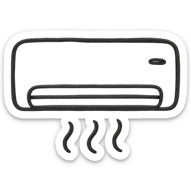 hand-drawn sketch style air conditioning unit with black outlines sticker