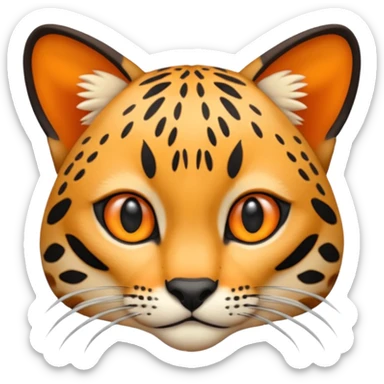 Draw an emoji of the face of an ocelot. Make it schematic. sticker