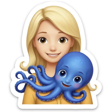 Pulpo abrazando a chica rubia sticker