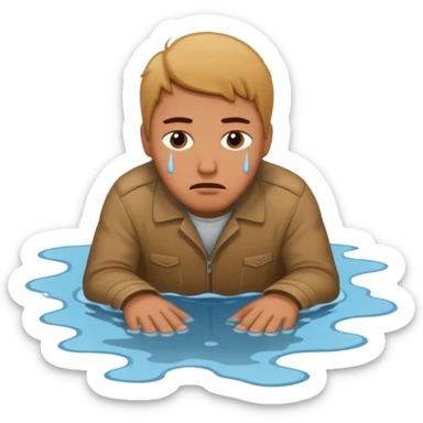 apple style emoji of a man who has fallen face down into a puddle sticker